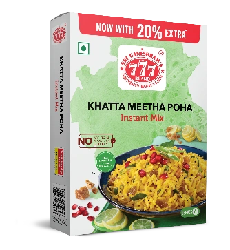Tasty Khatta Meetha Poha Mix, a perfect blend of tangy and sweet flavors, making a delicious poha in minutes with spices and dried fruits.