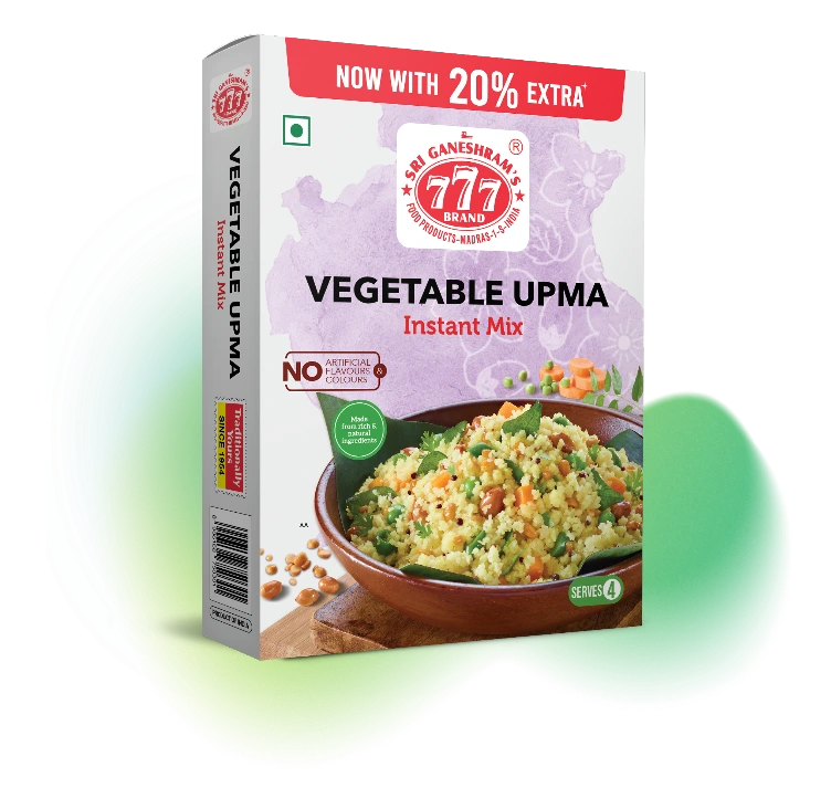 Quick and flavorful Instant Vegetable Upma Mix, perfect for preparing a wholesome, tasty upma in minutes with mixed vegetables and spices.