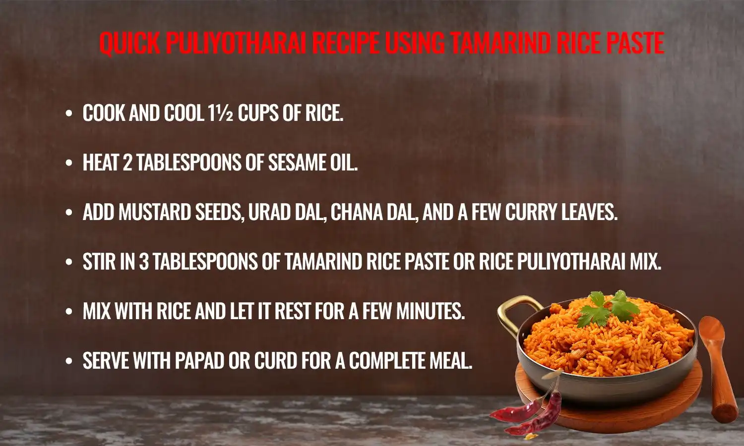 Rice Puliyotharai Mix